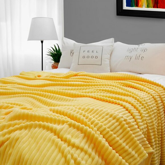 SOGA Yellow Throw Blanket – Soft Cozy Warm Blanket for Bed, Sofa & Couch - Picture 6 of 13